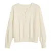 Otoño Invierno Nuevo Estilo Cardigan de Punto Holgado Delgado de Manga Larga Estilo Coreano Casual Abrigo Suéter Top para Mujer