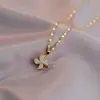 Collar para Mujer, Estilo Influencer Transfronterizo Flor de Girasol Circonita Giratorio Conjunto de Tres Piezas Decoración Collar de Acero de Titanio