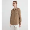 Estilo Old Money, minimalista y elegante, camisa polo entallada para el trabajo, nueva colección otoño 2026, camisa de lino color café caramelo para mujer