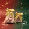 Nova Sacola de Doces de Natal Transfronteiriça Estampagem a Quente Fita Dourada Laço Rede Sacola Festa Biscoito Embalagem de Presente Sacola de Presente