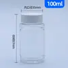 Garrafas de Bambu com Junta de Boca Larga Transparentes em Estoque para Atacado, Garrafas Plásticas, Garrafas Dosadoras Espessadas, Frascos de Amostra de Pó Selados com Cápsula de PET