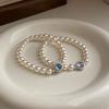 Pulsera de Perla Swarovski Aguamarina para Mujer, Pulsera de Lujo Ligero de Nicho para Celebridades de Internet, Pulsera Redonda de Moda con Alto Brillo de Bombilla Pequeña