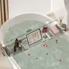 Estante de baño retráctil escurridor estante de bañera soporte de bañera de baño bandeja para teléfono móvil tableta