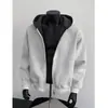 Sudadera con capucha Neverneed American Cleanfit para Hombre y Mujer Corte Amplio Corta Doble Cremallera Chaqueta Cardigan de Contraste