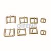 Venta al por mayor de fábrica hebilla de metal fundición a presión hebilla variada accesorios de hardware para equipaje hebilla de pasador dorado poco profunda trapezoidal hebilla de pasador de paso