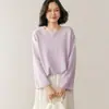 25 Nueva Camiseta Básica de Invierno para Mujer, Color Puro, Aspecto Holgado Adelgazante, Tejido Cálido, Tejido de Cachemira con Cuello de Una Línea, Tejido Perezoso