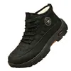 Sapatos de algodão com travamento térmico transfronteiriços para homens, sapatos de inverno forrados com fleece e espessados para atividades ao ar livre para pais, botas de neve quentes à prova d'água para pessoas de meia-idade e idosos