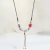 Nueva Cadena de Suéter Colorida Estilo Chino Joyería Larga para Mujer con un Accesorio de Collar de Cerámica Versátil Artístico de Gama Alta Fuente en Vivo