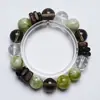 [Estilo Bosque Jade Negro] Pulsera de Cristal Natural Jadeíta Cristal Blanco Citrino para Mujer La Más Fácil de Combinar Pulsera de Regalo Al por Mayor