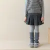 Zapatos y calcetines para niñas, calcetines de encaje a cuadros con volantes estilo coreano, calentadores de piernas de tubo largo color café retro para otoño e invierno, versátiles