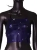 Top de rede sexy com strass YYF, Amazon transfronteiriço, design vazado, sem costas, top halter sexy, rede com strass brilhante