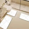 Alfombrilla de inodoro en forma de U fácil de limpiar, alfombrilla de suelo de mármol absorbente de lujo de tierra de diatomeas para baño, a prueba de salpicaduras, juego de tres piezas resistente a la suciedad