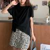 Design Sense Cor Sólida Gola Redonda Manga Curta Camiseta Feminina Verão Novo Estilo Coreano Solta Irregular Estilo Ocidental Top Ins Tendência