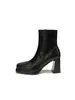 Botas de tornozelo femininas de outono e inverno com salto alto, botas Chelsea de couro com plataforma impermeável e salto grosso, botas francesas de corte slim