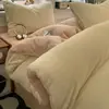 Conjunto de Quatro Peças de Veludo Leite Dupla Face Grau Mãe e Bebê Outono e Inverno Alta Gramatura Quente Capa de Edredom Antiestático Antiderrapante Para Roupa de Cama