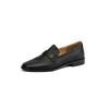 Mocasines de estilo británico Brock tallados forrados con vellón de piel de oveja 2025 Primavera Tacón bajo grueso Flor Cuero genuino Zapatos individuales para mujer