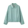 Ropa de mujer al por mayor transfronteriza 2026 AliExpress más vendida moda casual cuello camisero dobladillo abombado rayas chaqueta abrigo