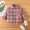 Amazon fabricantes transfronterizos comercio exterior ropa infantil 2021 primavera niños camisa de manga larga a cuadros crayón pequeño nuevo camisa polvo
