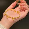 Pulsera vietnamita con diseño de flor de lirio de los valles dorada y arena, pulsera con método antiguo Happy Open, pulsera femenina como regalo de cumpleaños para tu novia