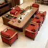 Novo Conjunto de Mesa de Chá e Cadeiras Estilo Chinês Estética da Dinastia Song Madeira de Nogueira Preta Norte-Americana Mesa de Preparo de Chá para Sala de Chá Mesa Grande de Madeira Maciça para Escritório