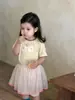 Conjunto de Camiseta de Manga Corta y Falda de Dibujos Animados para Niñas, Estilo Delgado de Verano, Ropa de Verano para Bebé, Ropa Infantil Estilo Coreano, Personalizado de Fábrica
