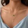 Collar con colgante de borla larga con diamantes pequeños en forma de gota apilada de doble capa, cadena de clavícula, nuevo, personalizado, transfronterizo de Europa y América