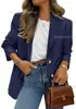 Moda Feminina Cruzada Europeia e Americana 2025 Estilo Britânico Casual Casaco de Manga Longa, Cor Sólida, Emagrecedor, Blazer Elegante de Botão Único