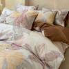 Juego de cuatro piezas de ropa de cama de algodón puro clase A engrosado y cepillado, funda nórdica nórdica de algodón 100% para otoño e invierno, juego de tres piezas de sábana encimera, sábana bajera.