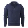 Suéter de Punto Trenzado con Media Cremallera para Hombre, Nuevo Otoño e Invierno, Prendas de Punto Juveniles Casuales, Capa Base