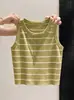 Chaleco de Punto con Rayas Contrastantes Estilo Coreano para Mujer, Cardigan Delgado sin Mangas de Verano, Prenda Exterior, Capa Interior Fina, Top Corto