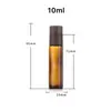 Botella de Vidrio Roll-On de 5 ml, Botella de Vidrio para Aceite Esencial Esmerilada de 10 ml con Tapa de Madera, Botella de Muestra Negra con Soporte de Perlas y Bola de Acero de Vidrio