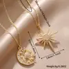 Collar de Oro de Venta Caliente Transfronterizo para Mujer, Set de 2, Colgantes de Luna y Sol, Estilo de Personalidad de Moda, Cadena para Clavícula, Al por Mayor en Stock