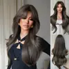 Explosiones de TikTok Flequillo de Ocho Caracteres Natural Nuevo Moda Femenina JK Cabello Largo Rizado Dulce Cobertura Completa de Cabeza Peluca Artificial en stock