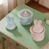 Pote de Armazenamento Coelho de Orelhas Longas de Páscoa Molde de Silicone Coelho de Gesso Aromaterapia DIY Molde para Velas Ornamento