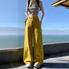 Primavera 2026 Nuevos Pantalones Casuales de Pierna Recta y Pierna Ancha para Mujer Estilo Jeans Casual Hot Girl Amarillos Soporte de Dropshipping