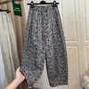 Pantalones Casuales de Lino Ligeros tipo Globo Zanahoria con Cuchillo Curvo y Cintura Elástica, Pantalones Casuales de Pierna Ancha de Nueve Puntos, Pantalones de Sicomoro de Moda para Mujer