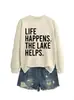 La vida sucede el lago Amazon eBay sitio independiente sudadera casual simple de otoño e invierno para mujer