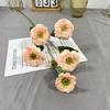 Arreglo floral de guía de camino para sala de bodas con 6 caléndulas simuladas, decoración de flor de seda, flor artificial para decoración fresca del hogar, sala de estar