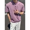 Camiseta Masculina de Manga Curta com Gola Henly High Street Verão Marca Tendência Patchwork Desconstruído Solta Casual Versátil Camisa Polo Top