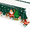 Mantel navideño desechable con diseño de Papá Noel, campana navideña, muñeco de nieve y árbol de Navidad para fiestas.
