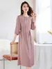 Vestido de Seda Jacquard Crepe 2025 Primavera/Verão Novo Modelo Hangzhou Alto Padrão Luxo Leve Seda de Amora Vestido de Comprimento Médio
