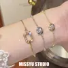 ¡Lujo estilo coreano! Pulsera entrelazada de circonita cúbica, pulsera de moda minimalista, sensación de lujo ligero y alta gama, joyería para mujer