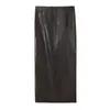 Ropa de Mujer Europea y Americana Aliexpress Ins Popular Moda Efecto Piel Sintética Chaleco con Cinturón + Falda Midi