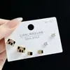 SLBABY exquisitos aretes pequeños con incrustaciones de diamantes, tres pares, aguja de plata s925, elegantes, simples, aretes múltiples