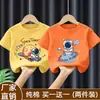 Top de Algodão Puro Roupas de Verão para Bebê Camiseta Base Estilosa com Desenho Camiseta da Moda Camiseta para Meninos 2026 Nova Manga Curta de Verão para Crianças