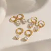 Brincos Yiyi Moda Europeia e Americana de Aço Inoxidável de Alta Qualidade com Zircônia, Joia Versátil de Luxo Leve Cor Dourada 18K Conservante de Cor para Mulheres