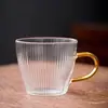 Bule de vidro para chá com listras verticais atacado, pote de vidro borossilicato alto resistente ao calor com filtro de aço inoxidável, cesta interna para casa, escritório