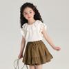 2024 Nueva Ropa de Verano para Niños Camisa Estilo Coreano Cuello de Muñeca Elegante Camisa Pequeña Dulce Cuello de Encaje Niñas Camisa de Muñeca