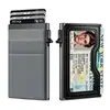 Novo porta-cartões masculino leve com bloqueio RFID para uso transfronteiriço, carteira anti-roubo para identidade e cartões bancários com compartimento lateral de alumínio e acionador