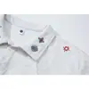 Camisa polo bordada em patchwork estilo americano, camiseta de manga comprida masculina de outono com corte jovem e reto e um design clássico nos ombros, camiseta de manga comprida de peso pesado com gola de lapela